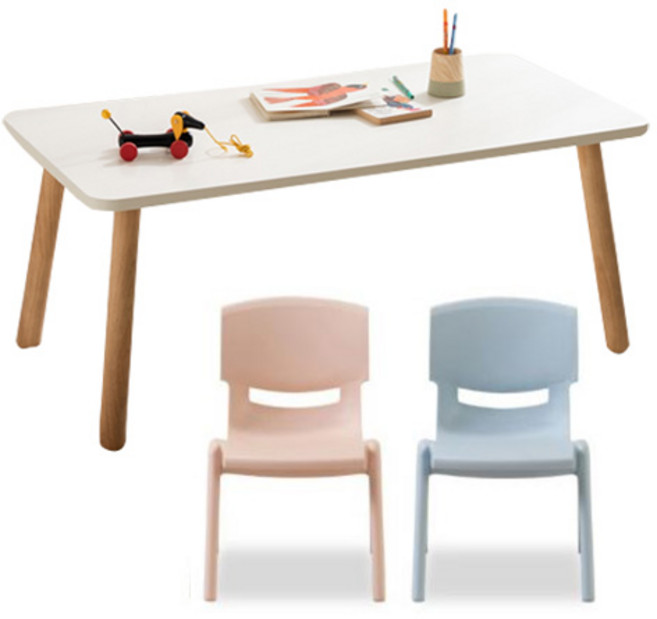 리바트 꼼므 1200 아이책상 + 의자 2p 세트 방문설치, 화이트(책상), 블루(의자), 핑크(의자)