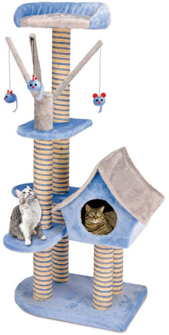 펜플렉스 오두막형 숨숨집 캣타워, BLUE, 1개