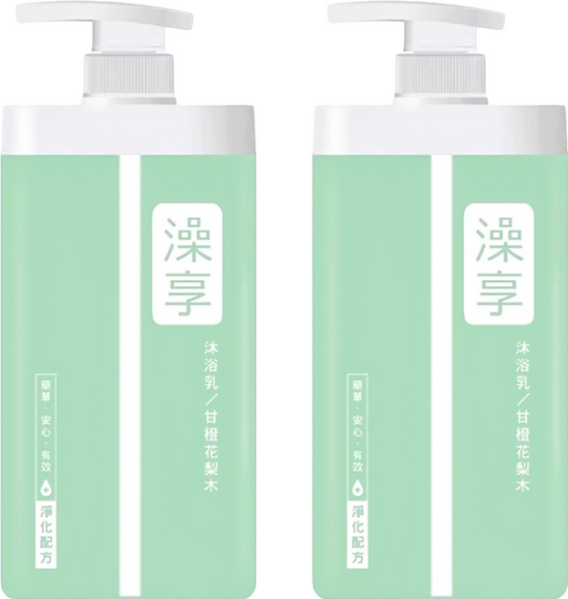 澡享 沐浴乳 甘橙花梨木, 1kg, 2瓶