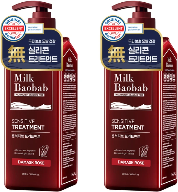 밀크바오밥 센서티브 헤어트리트먼트 다마스크로즈향, 500ml, 2개 - 쿠팡
