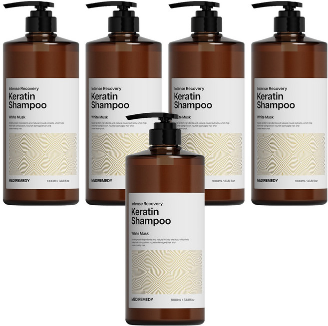 메디레머디 인텐스 리커버리 극손상 단백질 샴푸 화이트머스크향, 1L, 5개