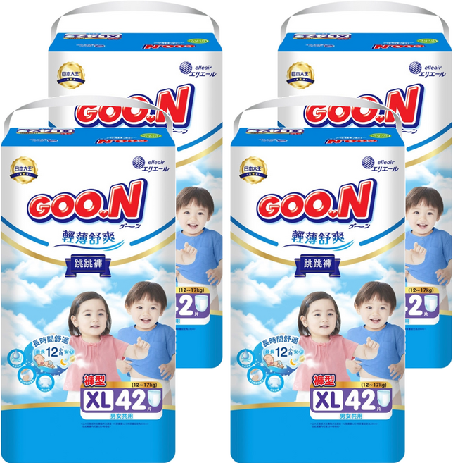 GOO.N 大王 輕薄舒爽 紙尿布 褲型 12~17kg, XL, 168片
