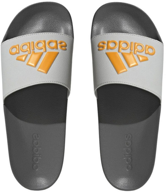 adidas 愛迪達 男款 ADILETTE SHOWER 運動拖鞋 JI4759, 灰色 + 橘色, 29.5cm