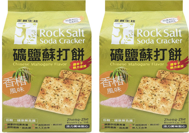 正哲生技 香椿礦鹽蘇打餅 全素, 380g, 2包