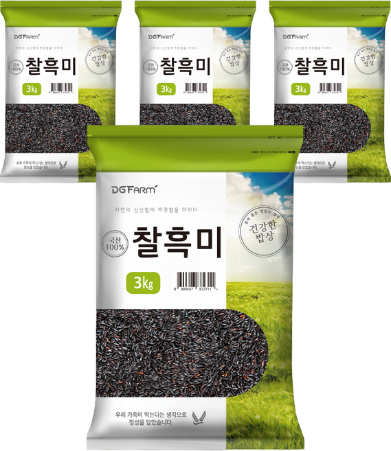 건강한밥상 국산 찰흑미, 3kg, 4개