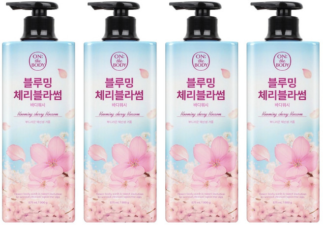 온더바디 플라워 약산성 퍼퓸 바디워시 블루밍 체리블라썸 향, 900g, 4개