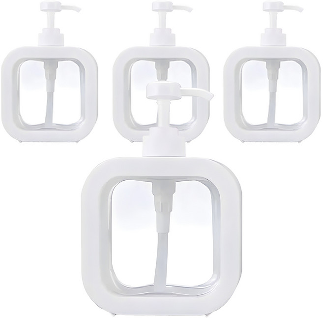 투명 사각 대용량 디스펜서 일반형 500ml, 화이트, 4개