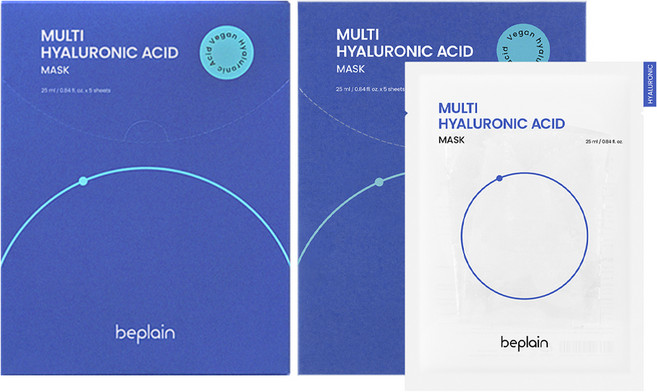 [비건뷰티] 비플레인 멀티 히알루론산 마스크 25ml, 5개입, 2개
