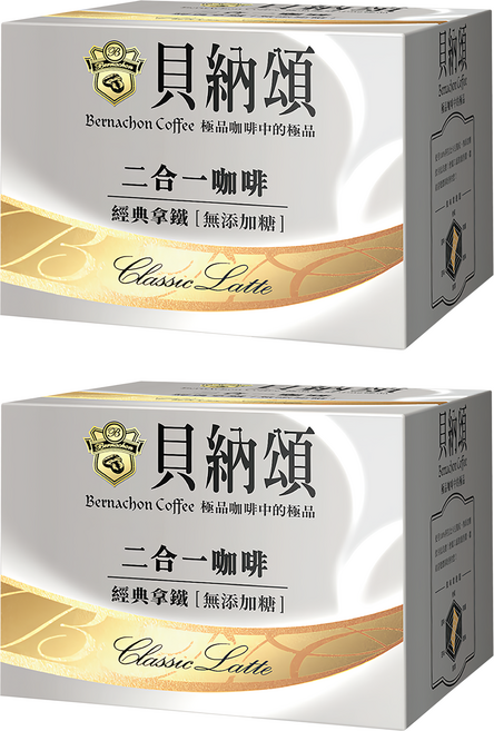 貝納頌 二合一拿鐵 無糖, 13g, 25包, 2盒