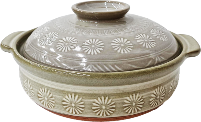 GINPO 銀峯 7號花三島附蓋深砂鍋, 21.5cm, 1個