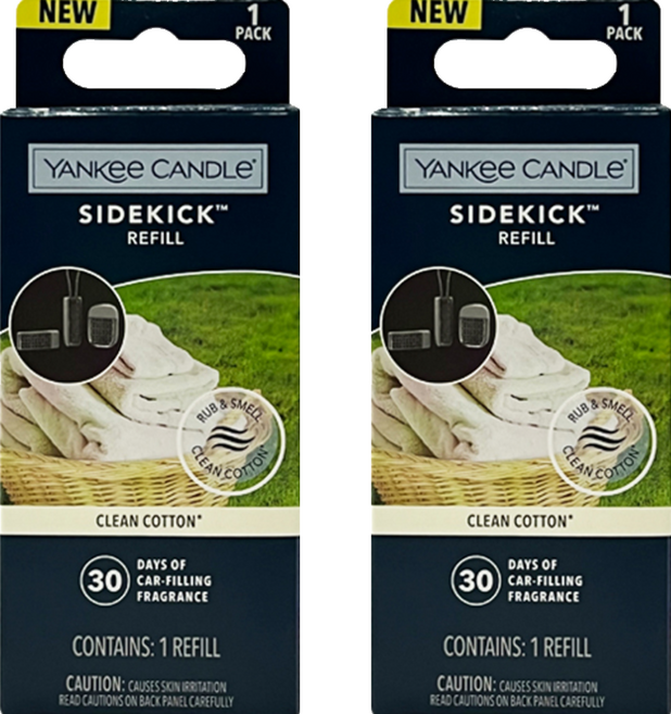 YK 사이드킥 차량용 방향제 리필, 2개, 클린코튼