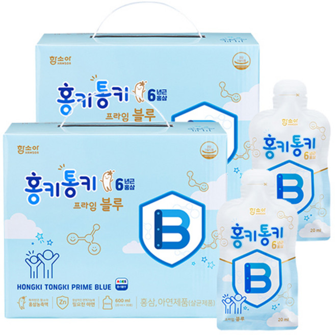 함소아 홍키통키 프라임 블루 유아홍삼, 20ml, 60개