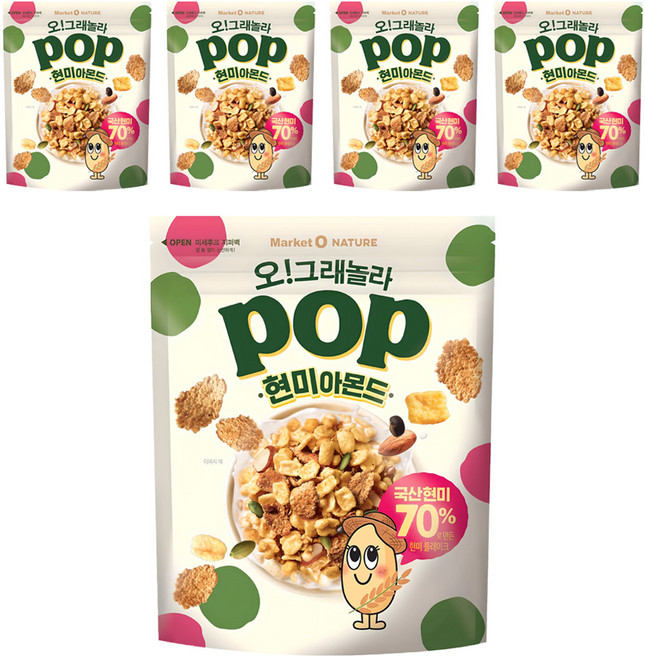 마켓오네이처 오 그래놀라 팝 현미아몬드, 5개, 340g