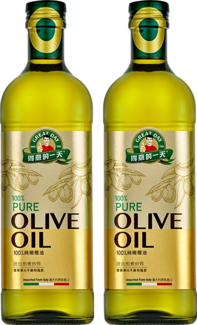 得意的一天 100%義大利橄欖油, 1L, 2瓶