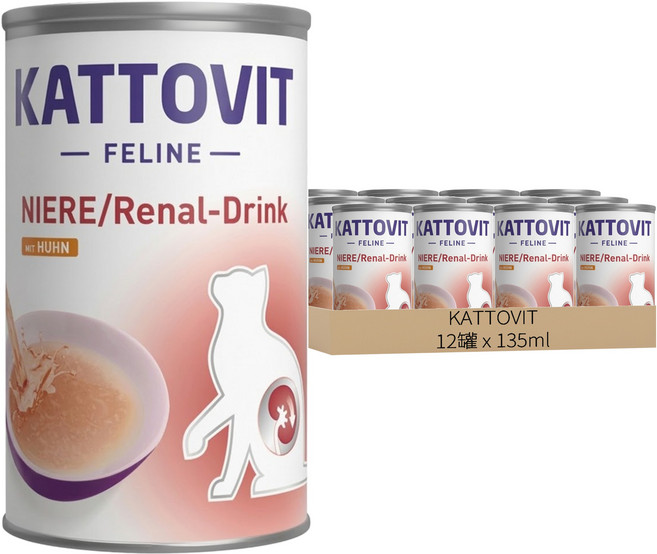 KATTOVIT 康特維 腎臟保健營養肉汁貓罐, 12罐, 135ml, 雞