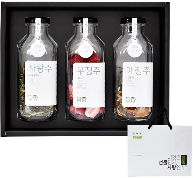 꿈에그린농장 담향 담금주 2호 선물세트 + 쇼핑백, 1세트