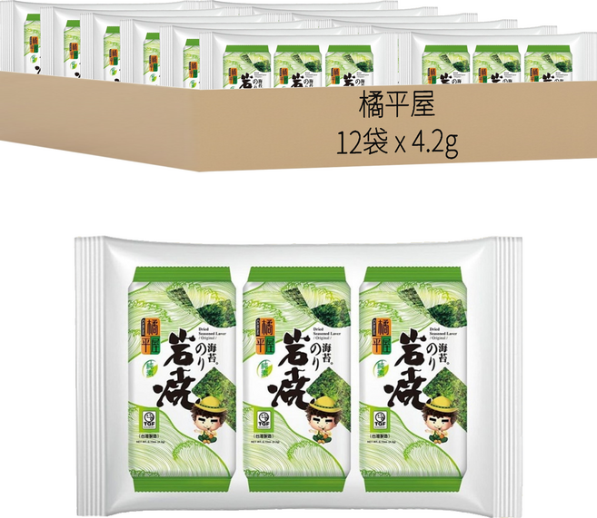 橘平屋 岩燒海苔 原味, 4.3g, 12袋