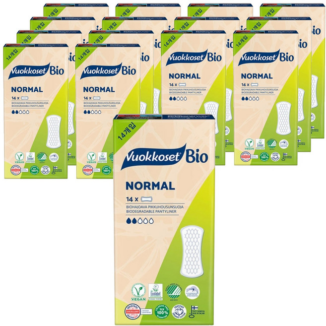 [비건라이프] 뷰코셋 바이오 팬티라이너, 일반, 14개입, 15개