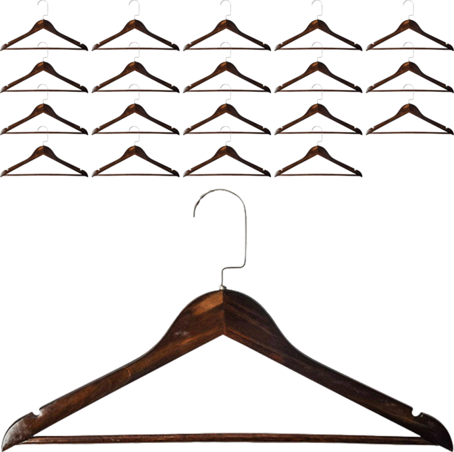 마켓플랜 원목 옷걸이, 월넛, 20개