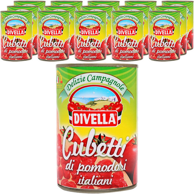 디벨라 꾸베띠 토마토 통조림 다이스, 16개, 400g