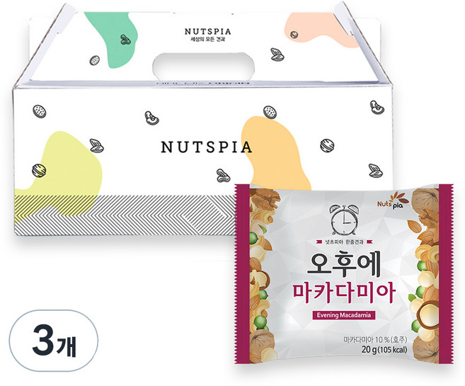 넛츠피아 오후에 마카다미아 하루견과, 500g, 3개