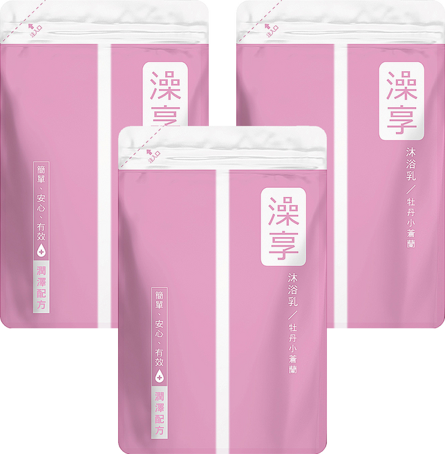 澡享 沐浴乳補充包 牡丹小蒼蘭, 650g, 3包