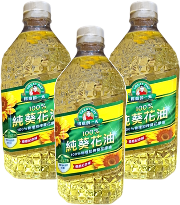 得意的一天 100%純葵花油, 2L, 3瓶