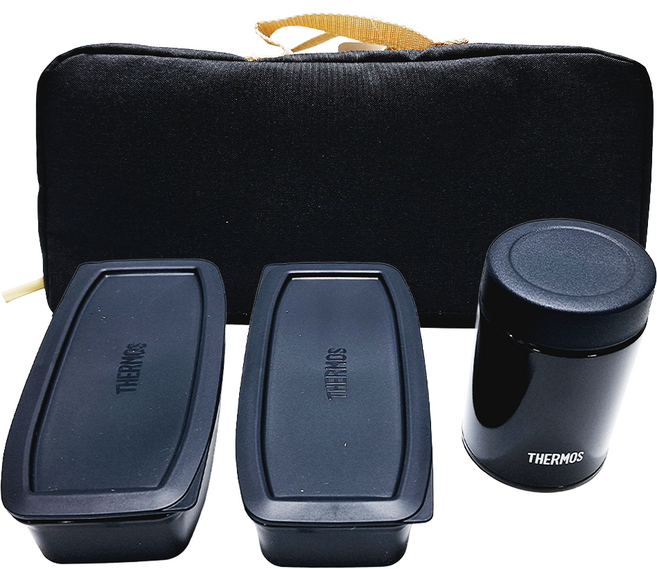 THERMOS 膳魔師 真空保溫悶燒罐 + 便當盒 附保溫袋 JEA1001-SMB, 1組, 啞光黑