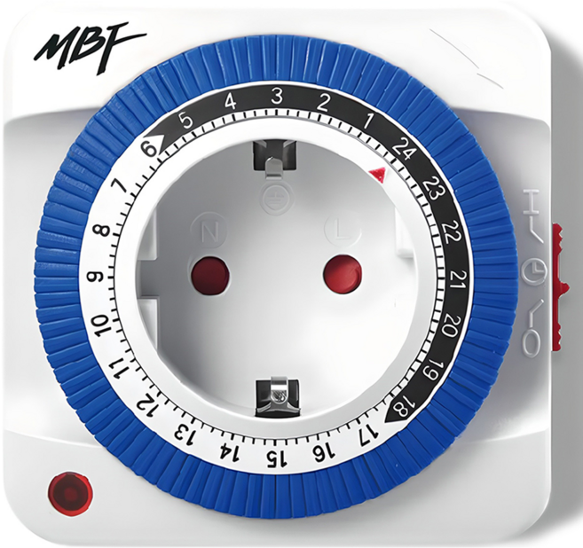 엠비에프 24시간 절전형 타이머 콘센트 스위치 1구 MBF-TSW24A, 78mm, 혼합색상, 1개