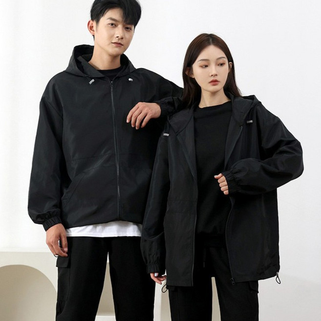 턴키 남녀공용 빅사이즈 오버핏 아노락 풀 집업 후드 바람막이 점퍼 AJ-1219
