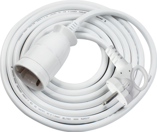 원스탑 고용량 1구 연장코드선 16A, 1m, 화이트, 1개