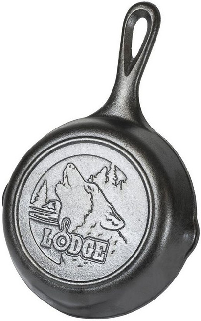 LODGE 野生動物系列 電磁爐適用鑄鐵露營煎鍋 美國製 狼, 1個, 17cm