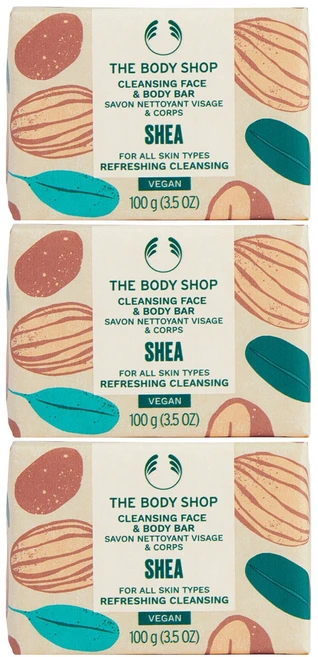 더바디샵 클렌징 페이스 앤 바디 비누바 시어, 100g, 3개 - 쿠팡