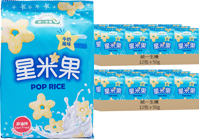統一生機 星米果 牛奶風味, 50g, 24包