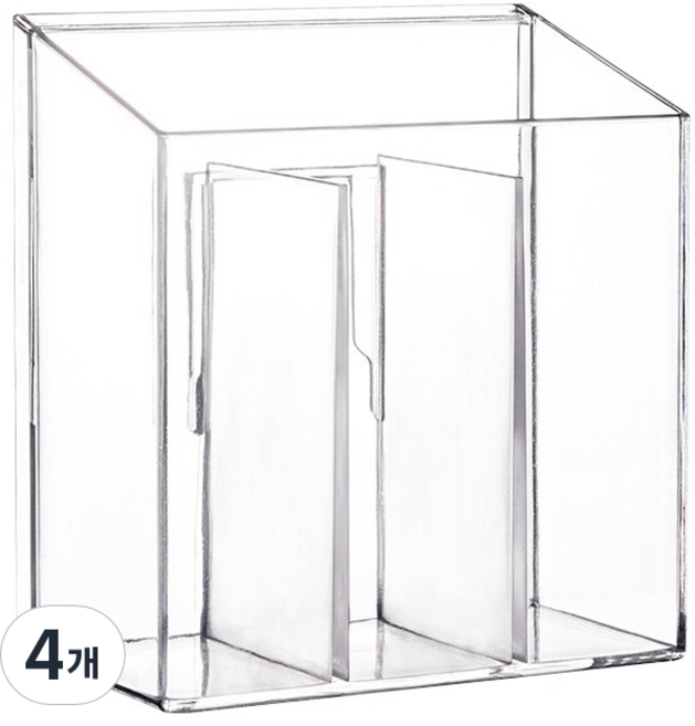 구디푸디 부착식 3칸 소품 정리함, 4개, 투명