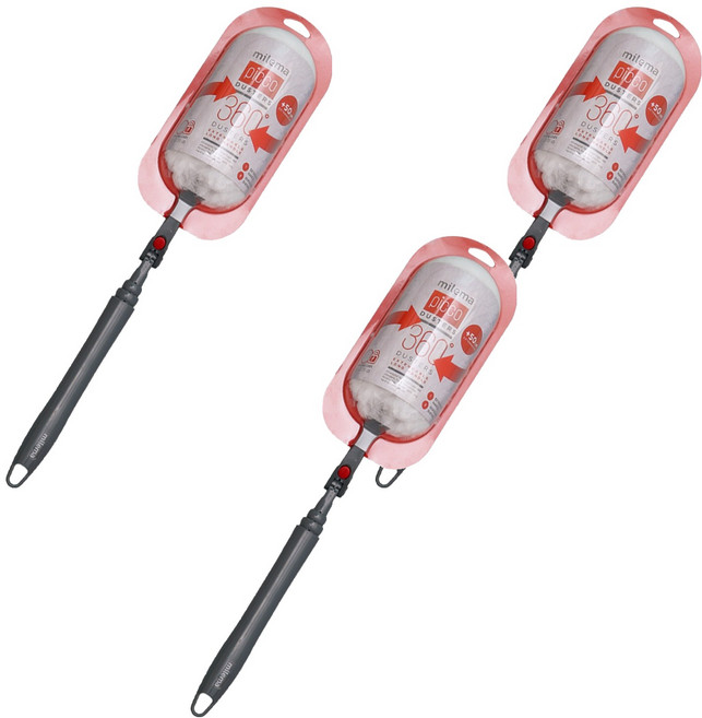 밀레마 피코 더스터 먼지떨이 스타터킷 롱핸들 + 리필 3p, 더스터(화이트), 핸들(그레이), 3세트