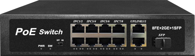 Neon 台灣霓虹 POE8M+2G+1SFP 120W 11埠POE網路供電光纖交換機, SW-8MP2G1S, 1個