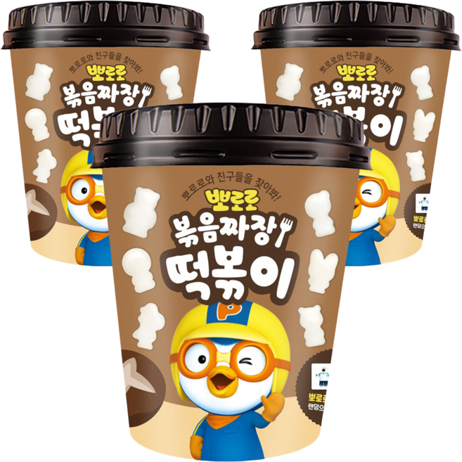 어니스트에프엔비 뽀로로 볶음 짜장 떡볶이, 110g, 3개