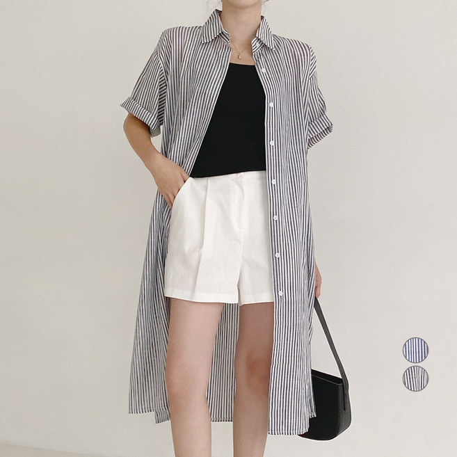 MOOD IN THE 女款亞麻寬鬆襯衫裙, 深灰色