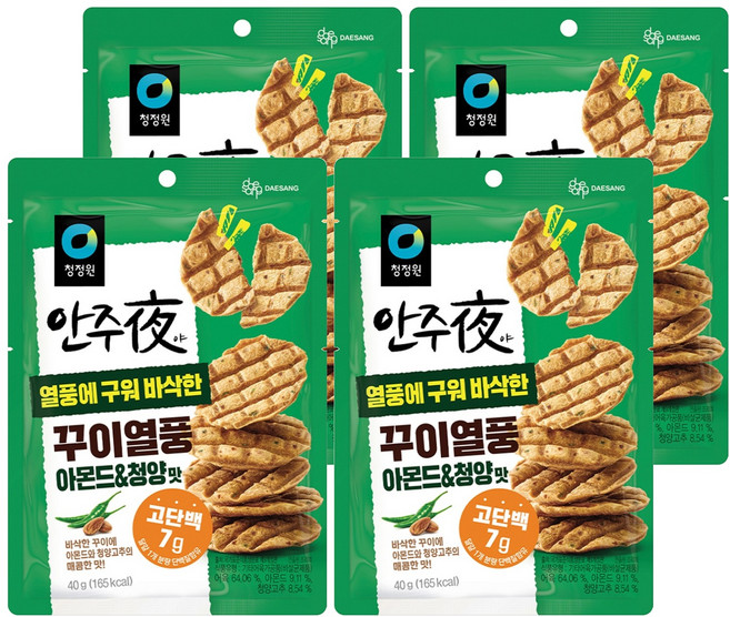 청정원 안주야 꾸이열풍 아몬드 앤 청양맛, 40g, 4개