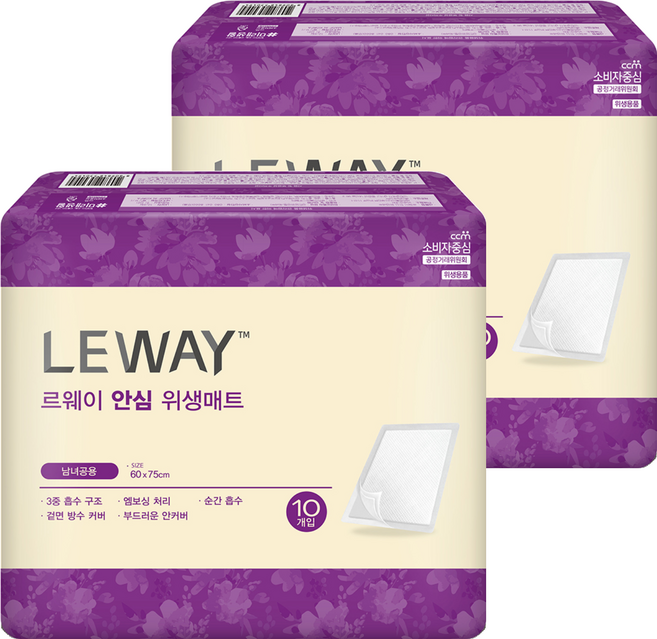 미래생활 남녀공용 르웨이 위생 성인용 깔개매트, FREE(onesize), 10개입, 2개
