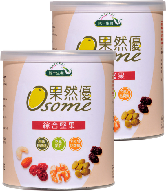 統一生機 Osome 果然優 綜合堅果, 360g, 2罐