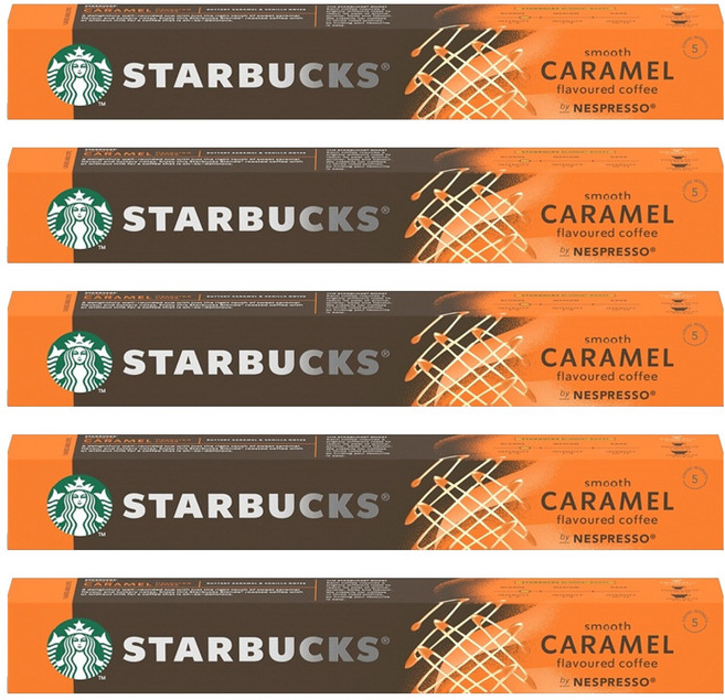 STARBUCKS 星巴克 順滑焦糖風味膠囊咖啡 Nespresso咖啡機適用, 5.1g, 10顆, 5盒