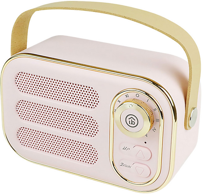 aibo LV50 手提便攜復古藍牙喇叭 V5.0 無線串聯 支援TF卡 USB隨身碟, 粉紅色, LA-BT-LV50-P