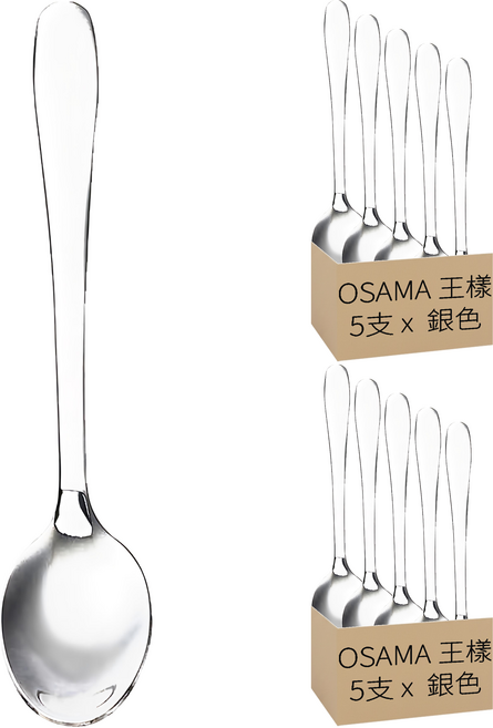 OSAMA 王樣 進口902咖啡匙 12.5 x 2.4cm, 銀色, 10支