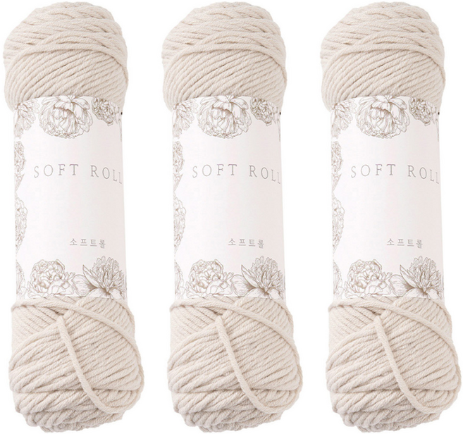 소프트롤 뜨개실 100g, 06 오트밀베이지, 3개