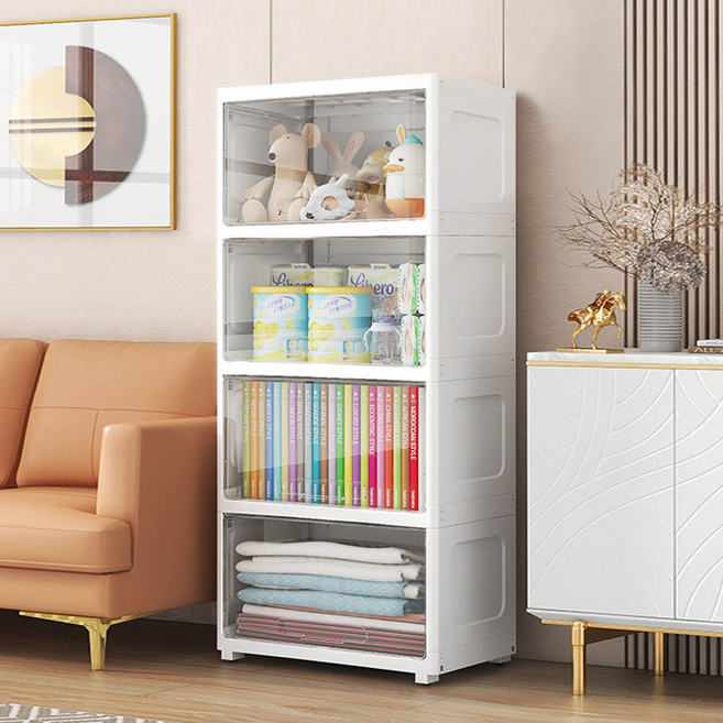 AOTTO 創意傢俱 透明可視翻蓋收納櫃 AC-081W, 透明款, 4層