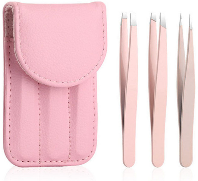 뷰티파워 고급 쪽집게 핀셋 3종 세트, 핑크, 1세트