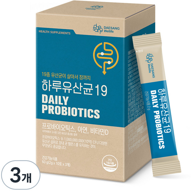 대상웰라이프 정품 하루 유산균 19, 60g, 3개