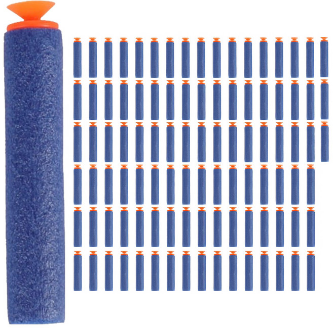 생활의지혜 N사 호환 장난감 접착 총알, 블루 + 오렌지, 100개